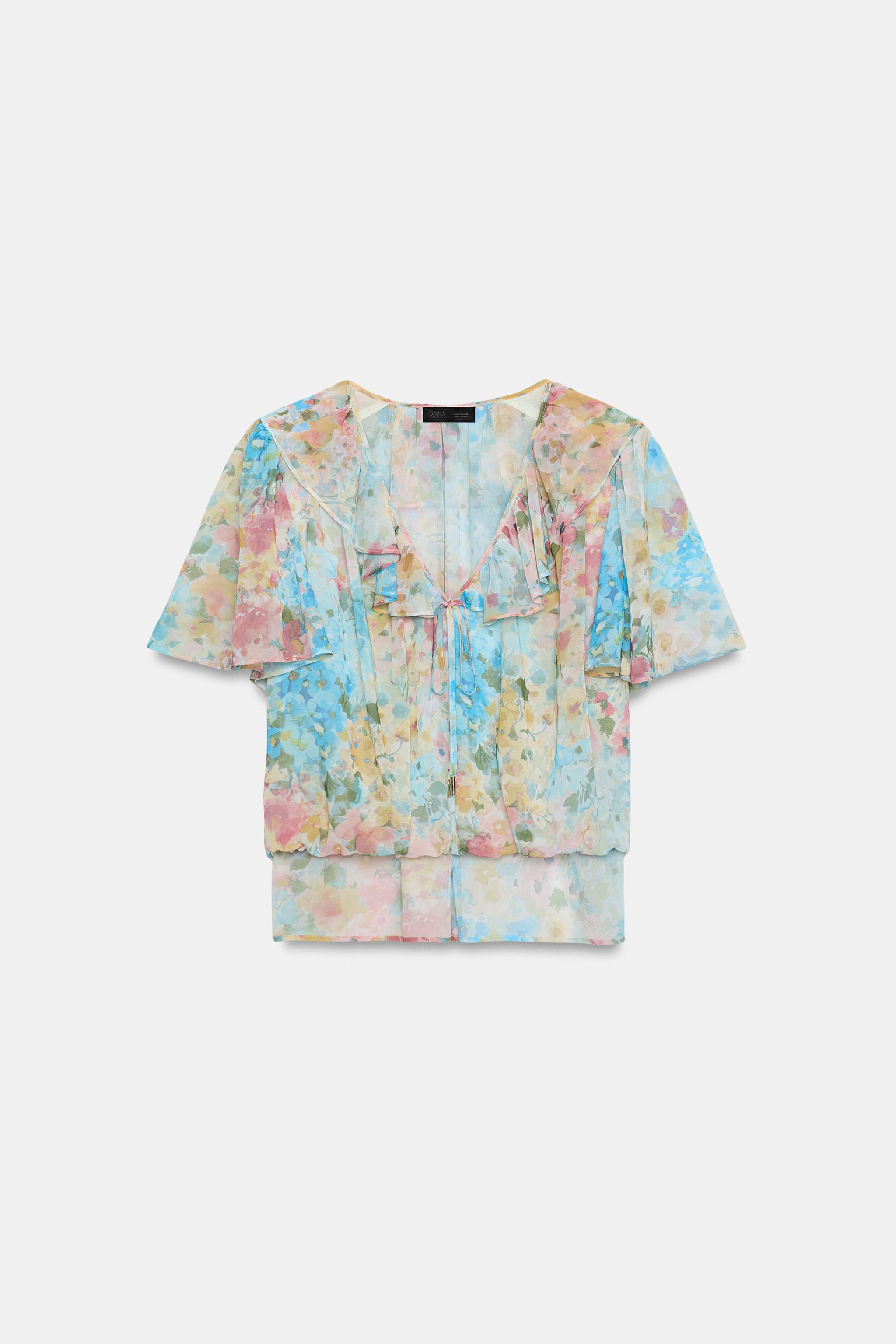 RUFFLED FLORAL PRINT BLOUSE